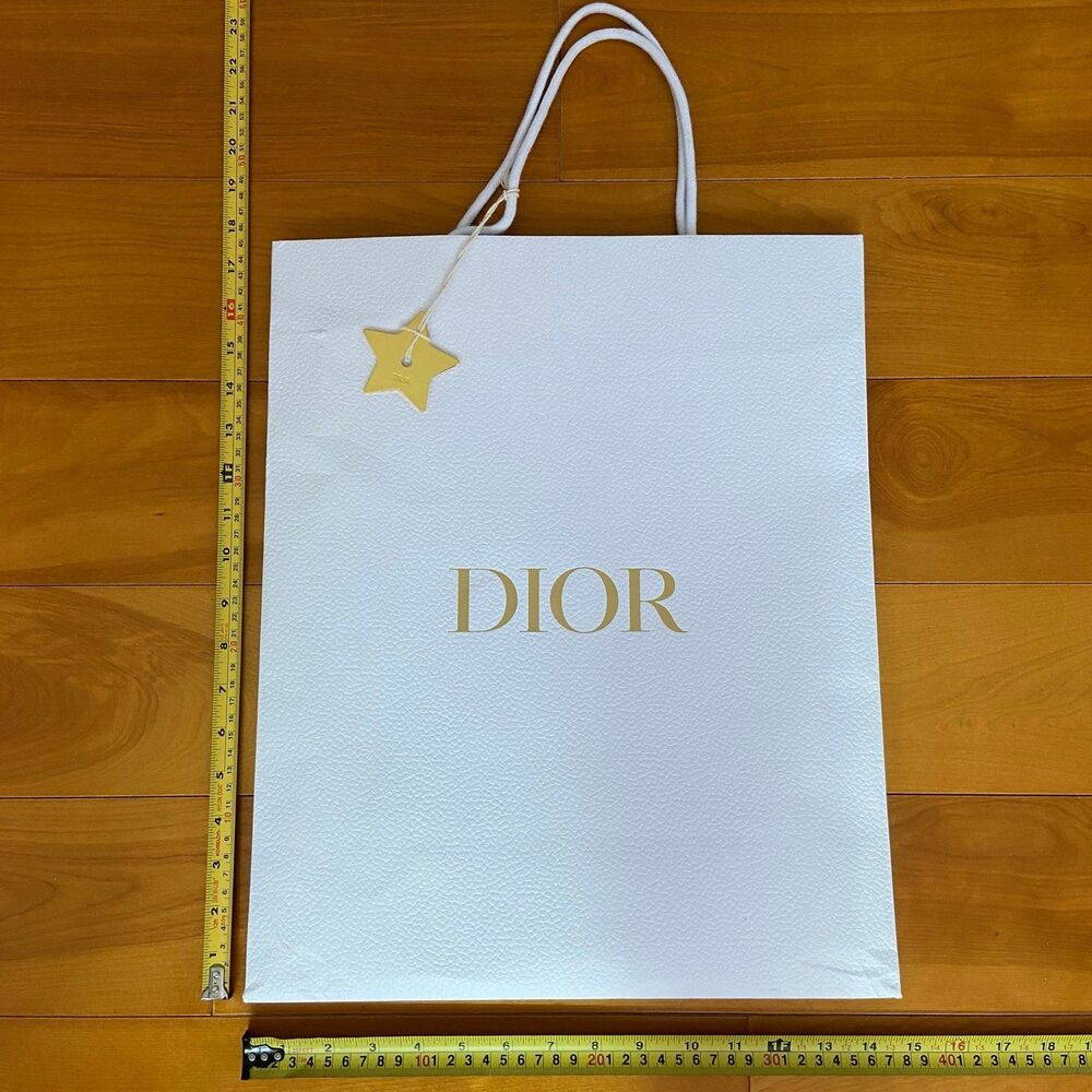 Dior Paper Shopping Gift Bag - white large bag w star charm 17.15" x 14" x 6.5